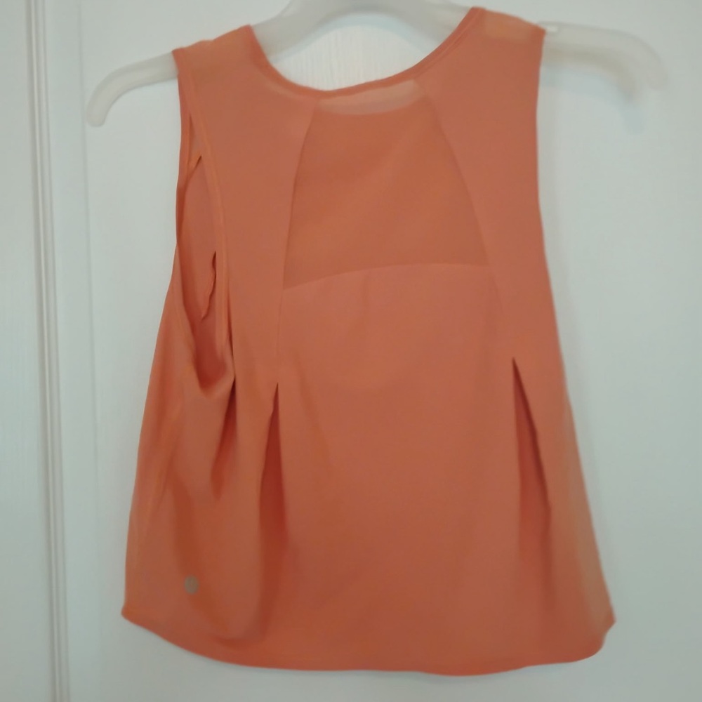Lululemon Athletica Orange Pleated Sleeveless Tank Top